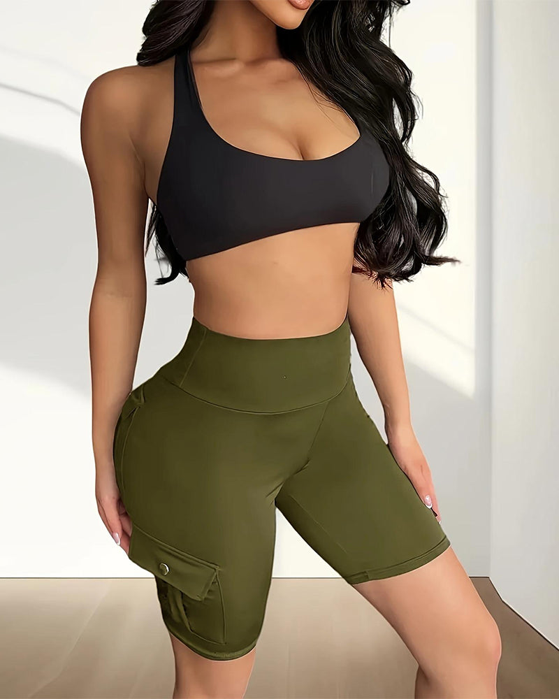 Legging Enkele Gesp Effen Yoga