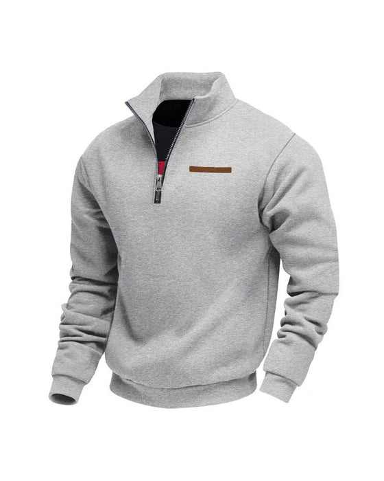 Sweatshirt Effen Kleur Staande Kraag Rits
