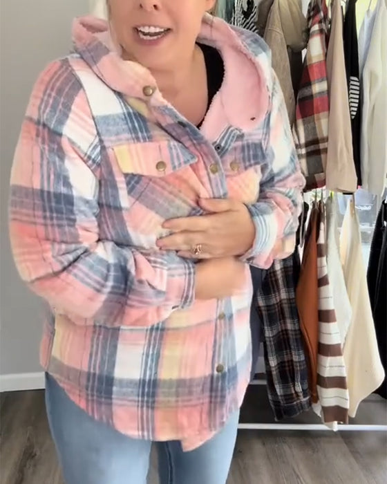 Geruite Wollen Jas Met Capuchon