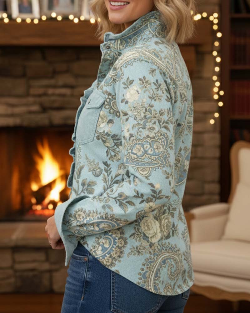 Shirt Stijlvol Gerimpeld Retroprint