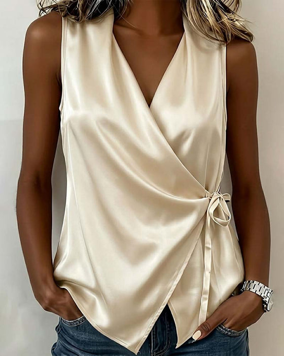 Tanktop V-Hals Vaste Strik Effen