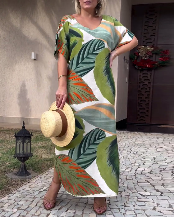 Casual jurk met korte mouwen en split