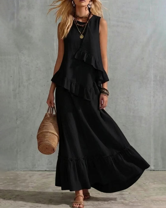 Jurk Mouwloos Design Casual Lang