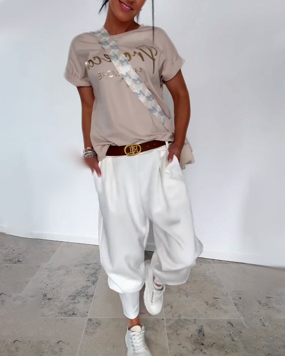 Broek Modieus Effen Kleur Kort