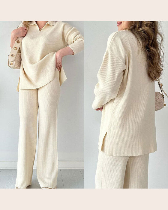 Twee - delig Set Met Eenkleurige En Brei - kenmerken