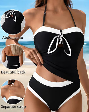 Tankini Halter Bandeau Contrast