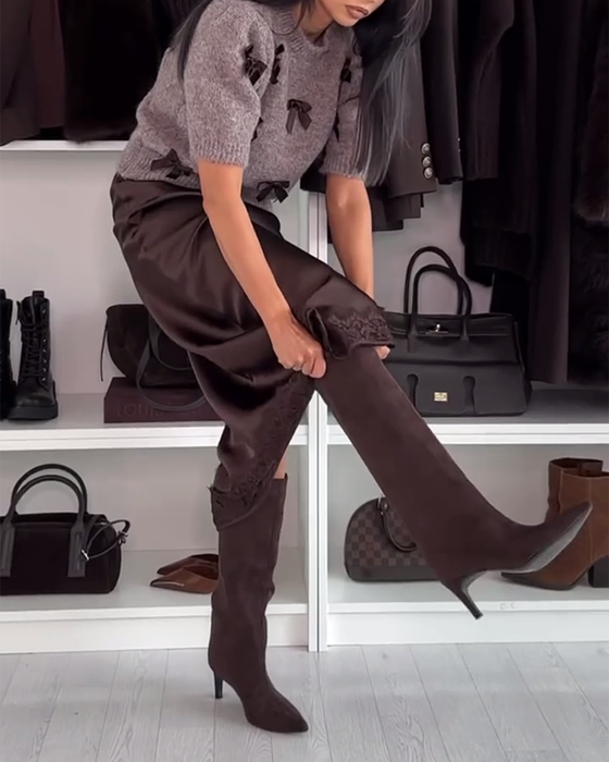 Trui Met Strikdecoratie En Ronde Hals