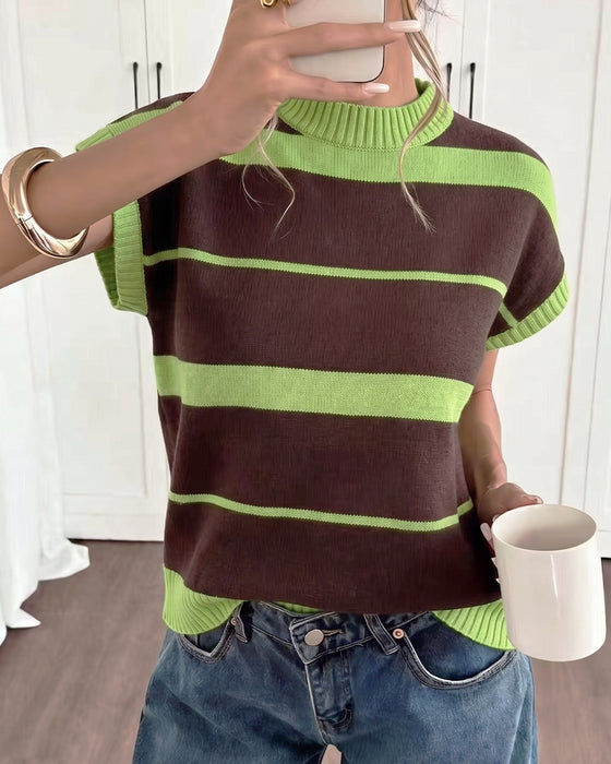 Pullover Korte Mouw Gestreept