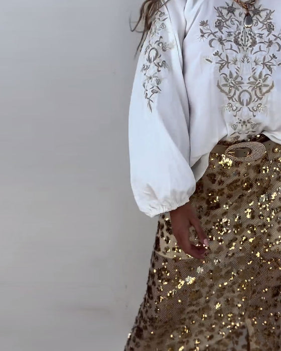 Blouse Trui Gedrukt Ballonmouwen