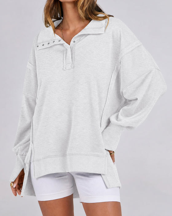 Sweatshirt Effen Kleur Lange Mouwen