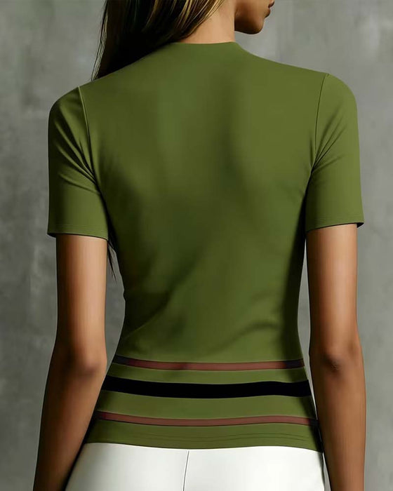T-Shirt Geometrisch Grieekse Sleutel Korte Mouw