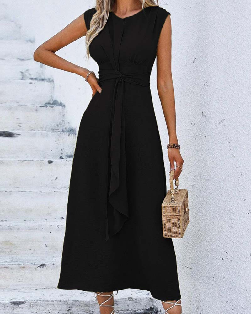 Jurk Effen Ingesnoerde Taille Strik