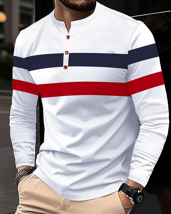 T-Shirt Rondhals Gestreept Lange Mouw Heren