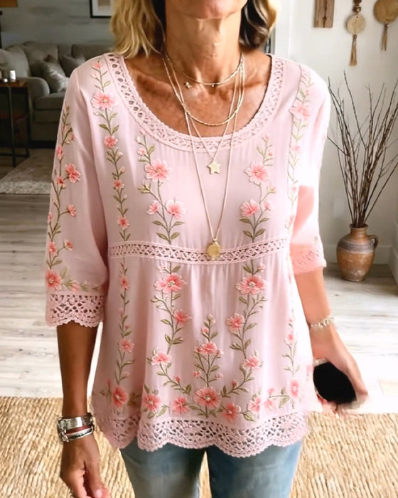 Blouse Bloemig Kant Babydoll