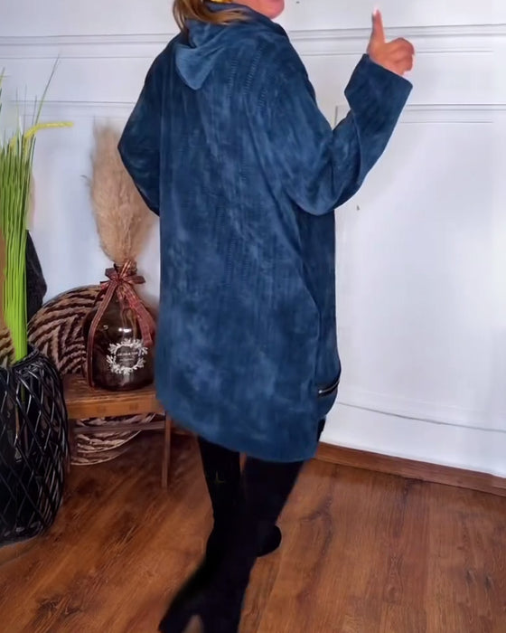 Casual jurk met capuchon, losvallend, effen kleur