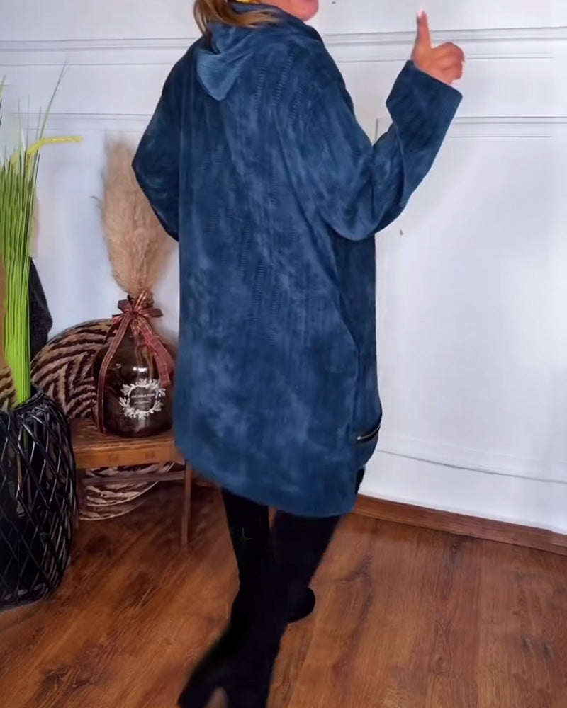Casual jurk met capuchon, losvallend, effen kleur