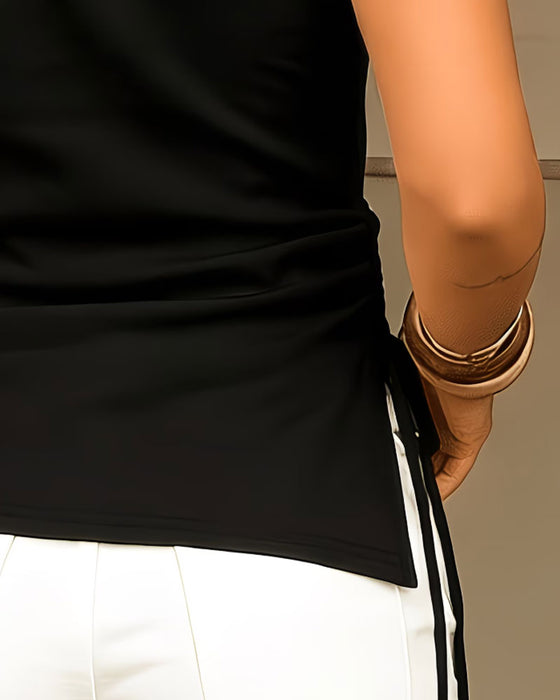 Tank Top Effen Kleur Een Schouder Veters