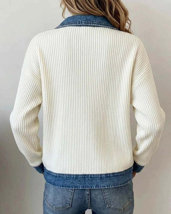 Jas Reverse Rits Denim Paneel