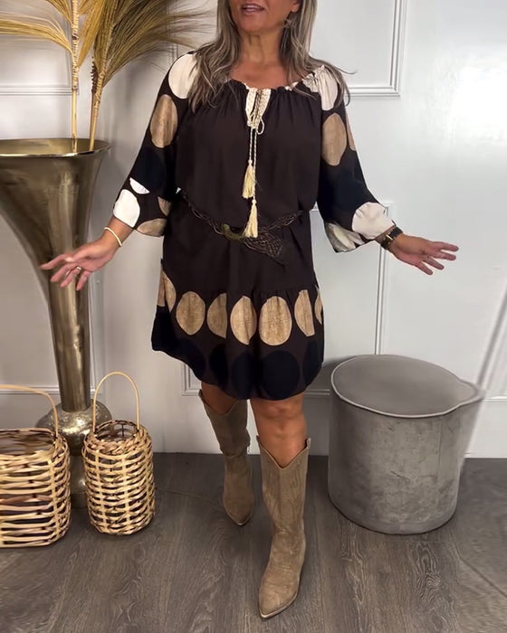 Jurk Met Kwastknoop En Stippen