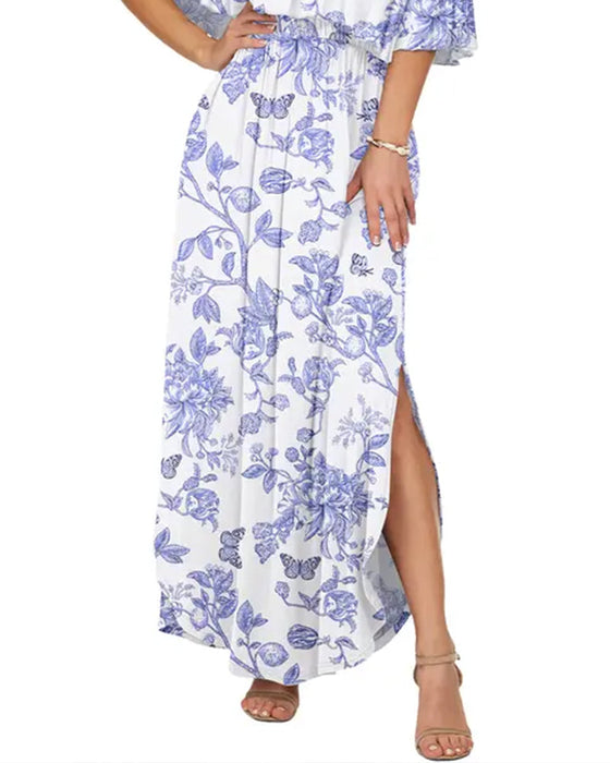 Jurk Elegant Inktwasbehandeling Bloemen Maxi