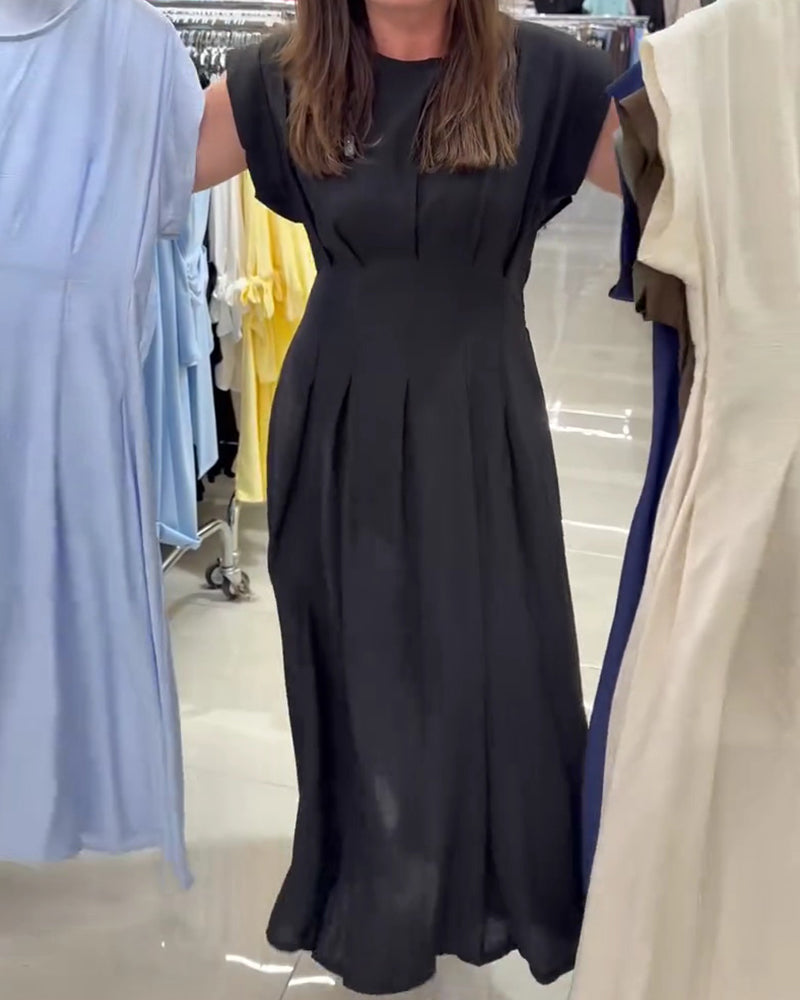 Jurk Gerimpeld Flutter Mouw Taille