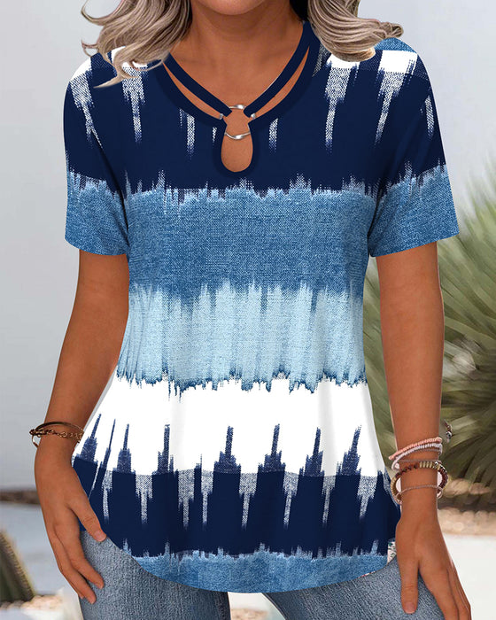 T-Shirt Casual Contrastdruk