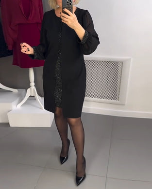 Jurk Ronde Hals Diamant Paneel