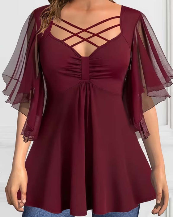 Effen V‑Hals Blouse