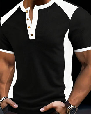 T-Shirt Heren Kleurblok Wafel