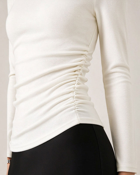 Top Halve Turtleneck Zijde Gerimpeld Basis