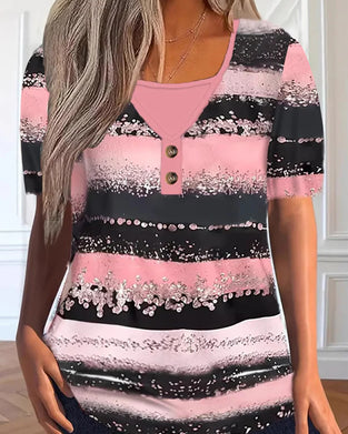 T-Shirt Bedrukken Patchwork Nep Twee Stuks
