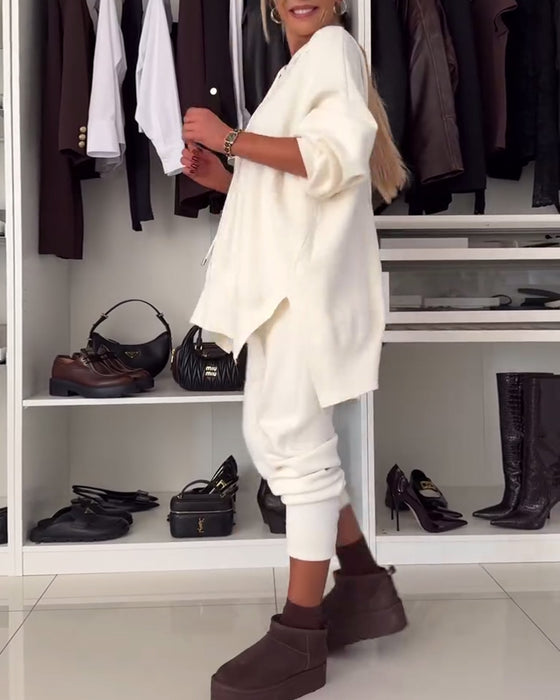 Tweedelige set: effen trui en broek