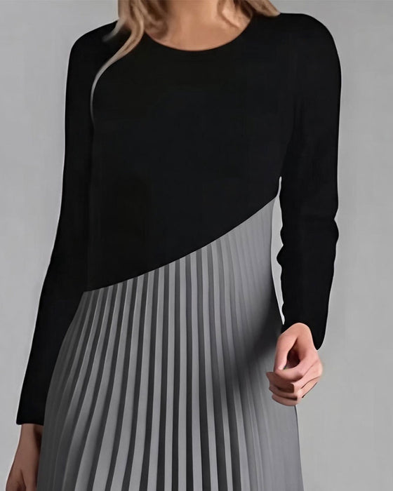 Jurk Patchwork Geplooid Midi