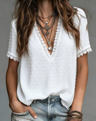 Blouse 3d Stippen V-Hals