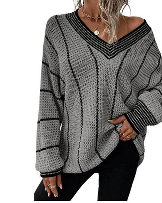 Pullover Trui Casual Loose Fit Streep