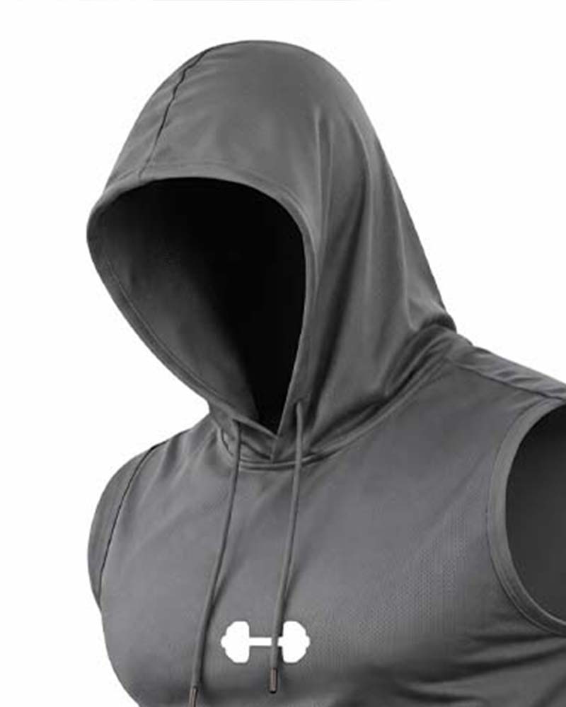 Tank Top Hoodie Sweatshirt Mouwloos Trekkoord