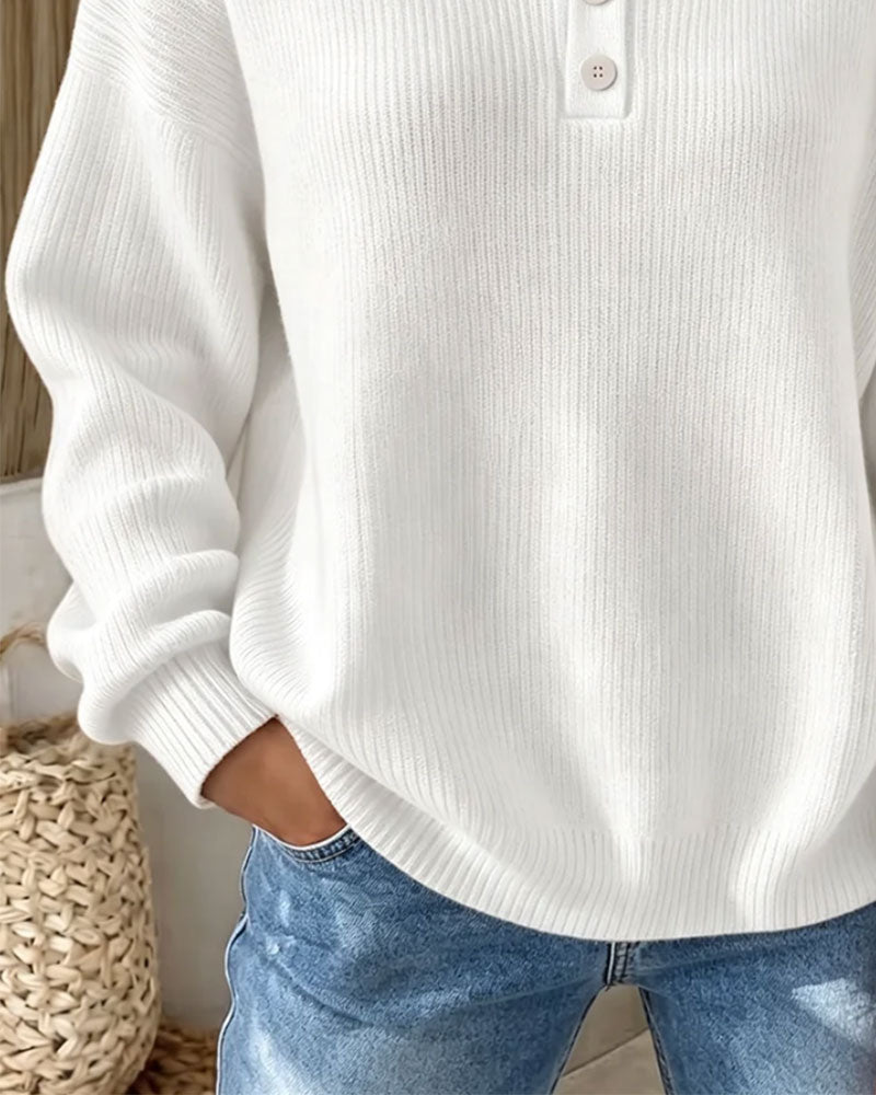Pullover Effen Knoop Casual
