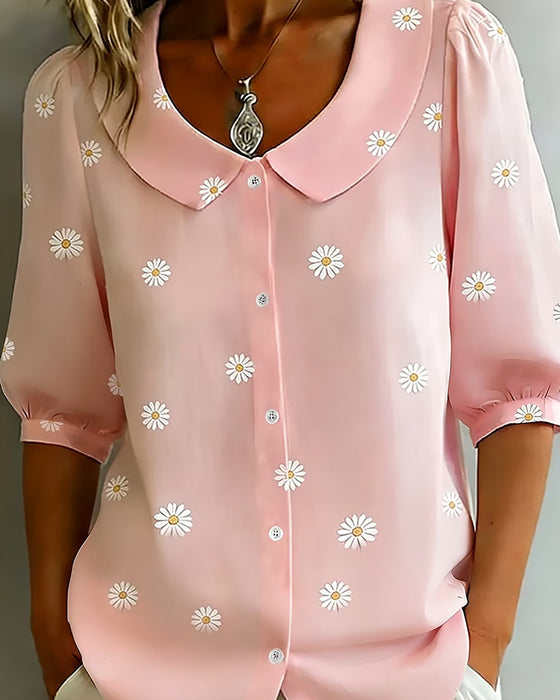 Casual Blouse Bloemenprint Poefmouwen