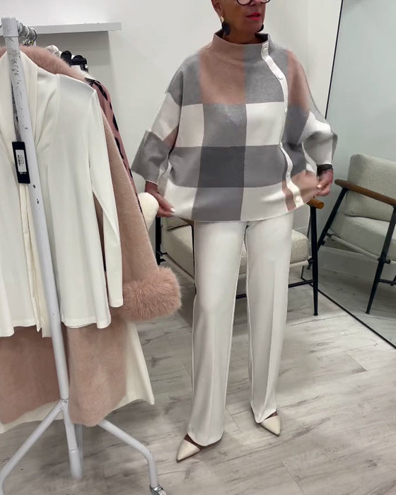 Ruiten Trui Met Lange Mouwen En Coltrui