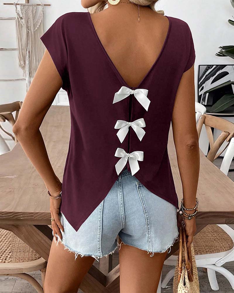 T-Shirt V-Hals Rug Strik