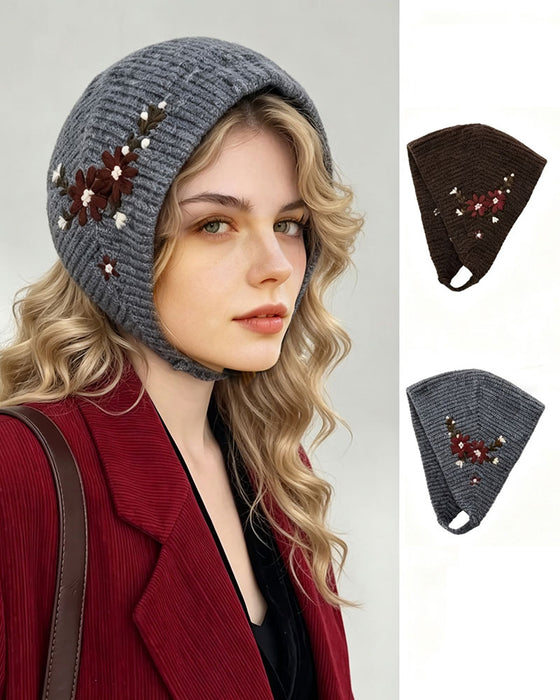 Vintage Gebreide Bloemen Hoofddoek