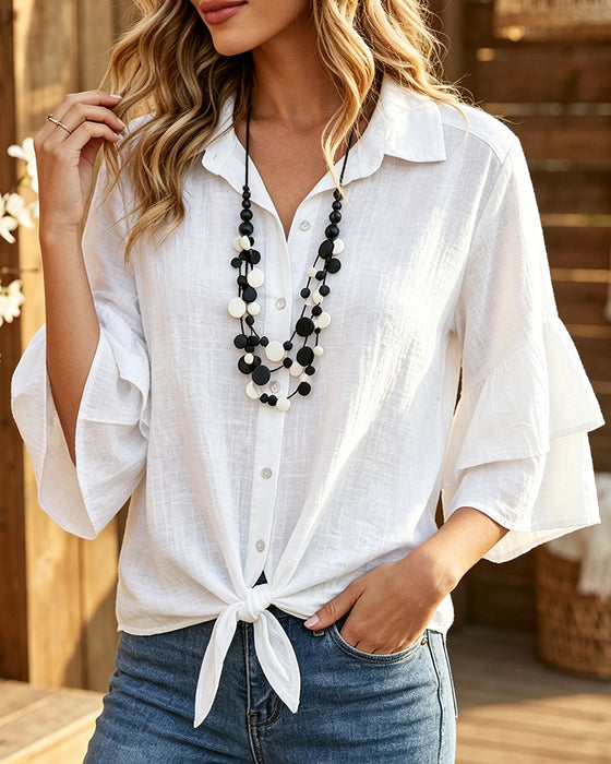 Blouse Shirt Kraag Ruffle Stropdas