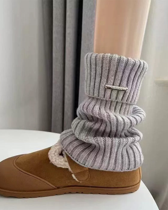 Dames Basic Effen Beenwarmers Met Metalen Labeldecoratie, Minimalistische Damesmode