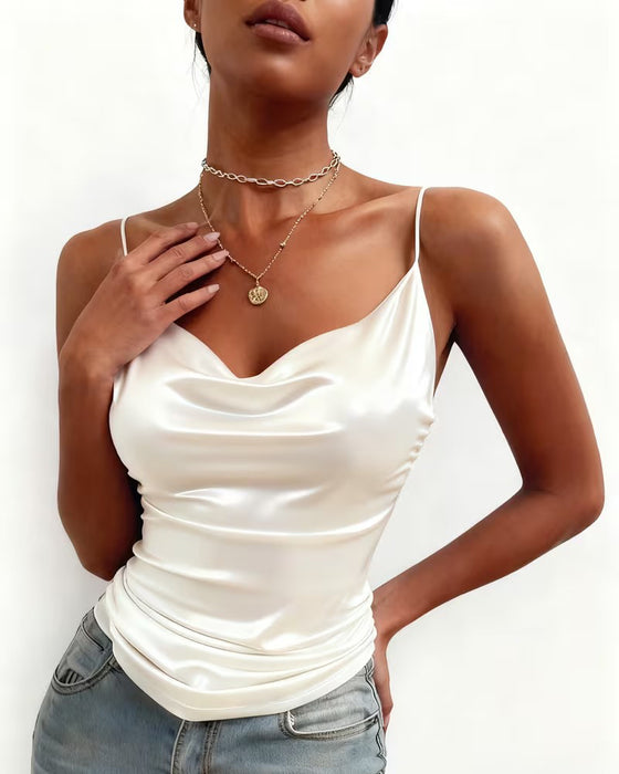Cami-Top Effen Cowl Neck