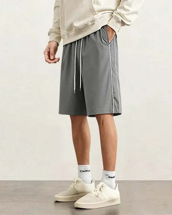 Shorts Dubbele Witte Streep Knielang Casual