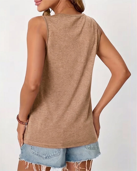 Tanktop Effen U-Hals Geplisseerd