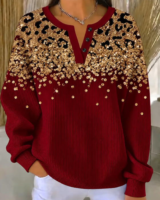 Sweatshirt Luipaard Print Mode Casual