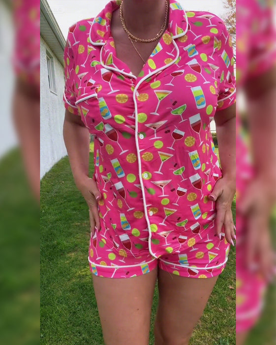 Tweedelige Sets Wijnfles Print Casual