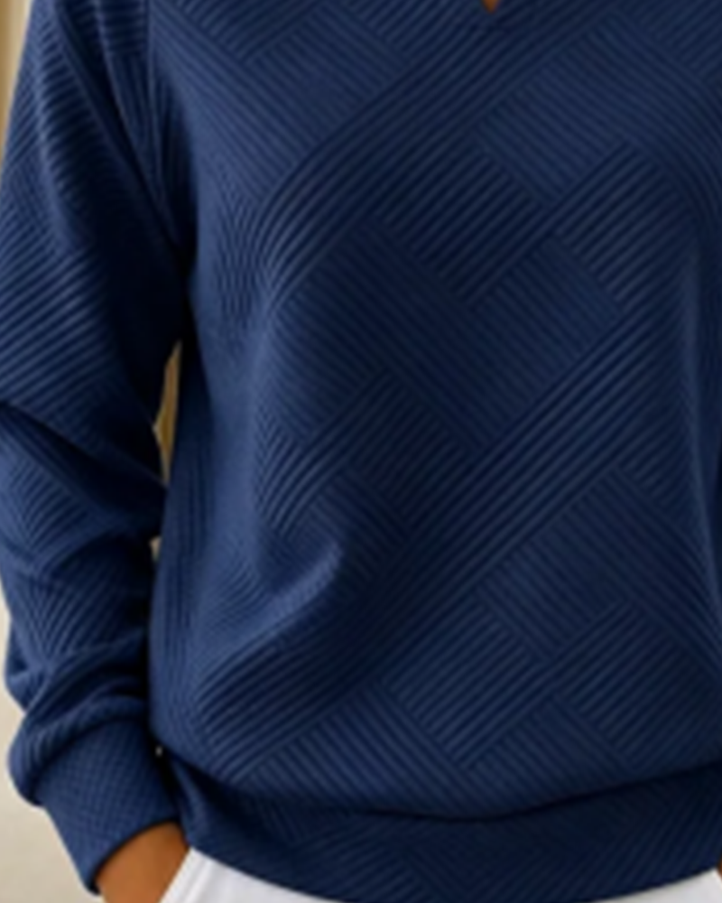Sweatshirt V-Hals Gestreept Raglan Effen