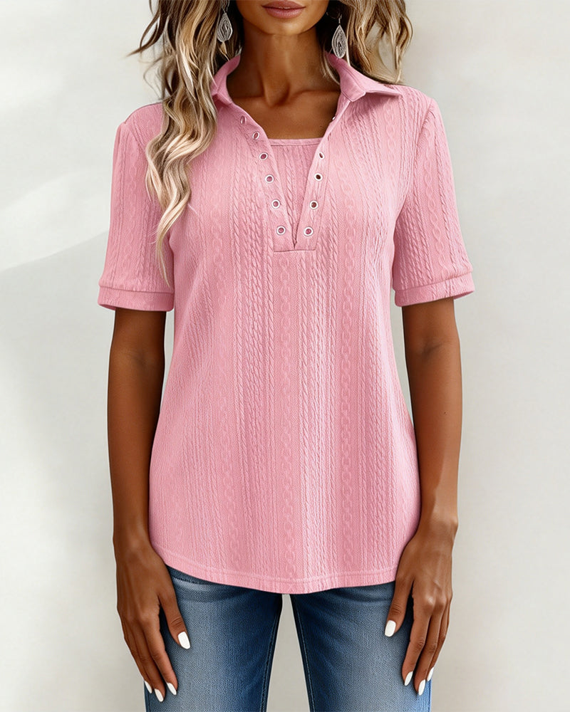 Top Gestructureerd Revers Effen Kleur